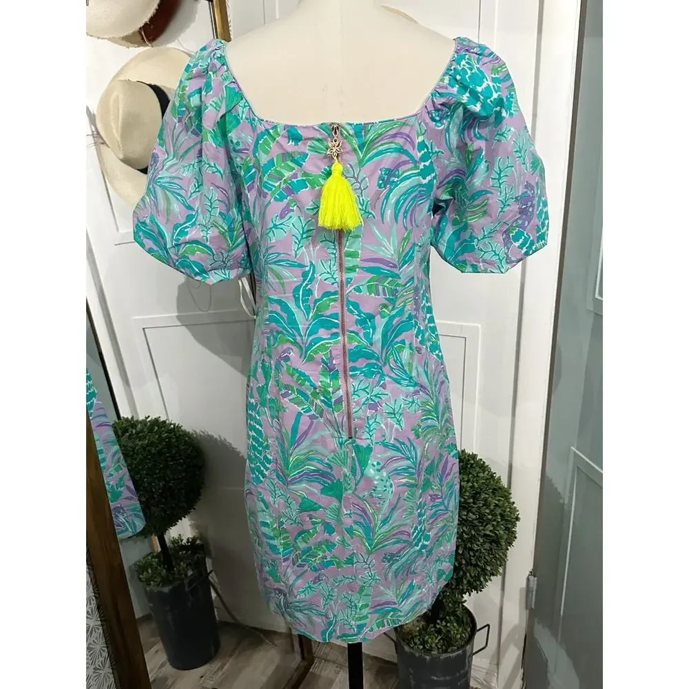 Lilly Pulitzer Lettie Short Sleeve Dress Purple Iris On the Chase Size 10 EUC - Picture 4 of 8